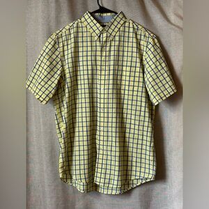 Chaps•short-sleeve button-down shirt•men’s medium•cotton blend•blue/yellow plaid